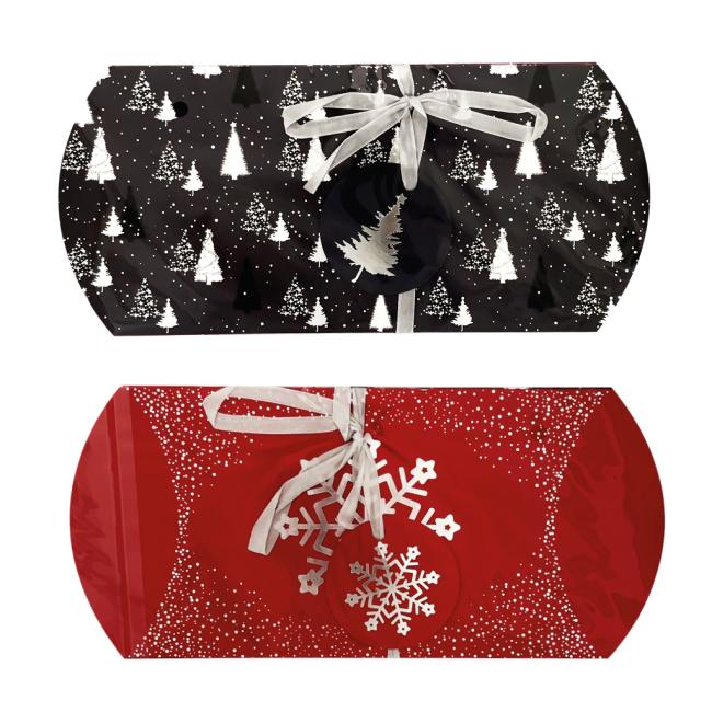 [XX400234] Vianočná papierová darčeková krabička Popcorn 220x100mm 2ks mix šedo-červené motívy