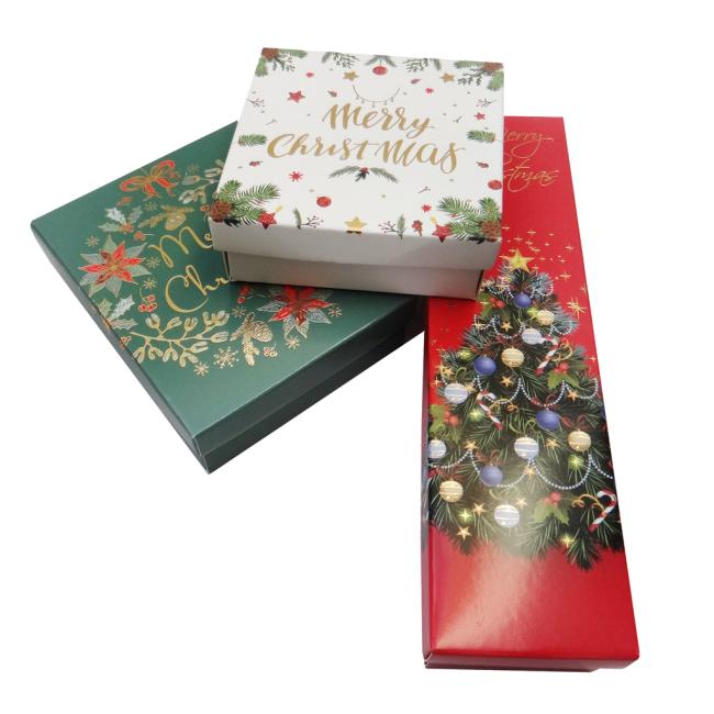 Set of Christmas gift boxes 3 sizes red, green, white 3 pcs