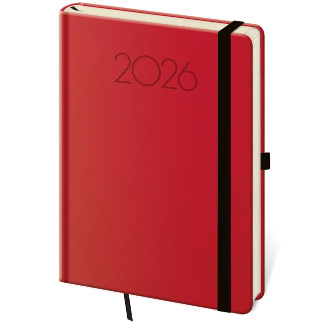 Denník New Praga daily A5 14,3x20,5cm červený 2026