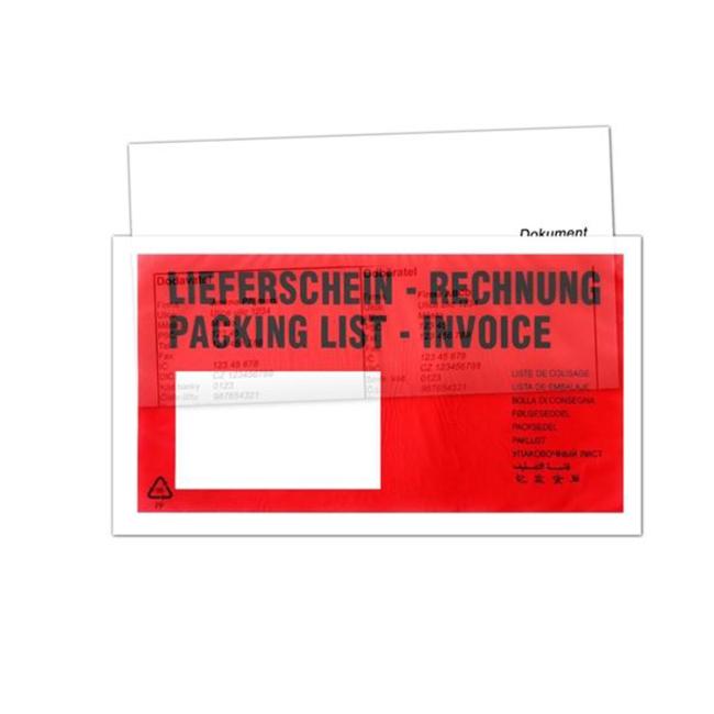 Envelope for guidebooks DL red, WINDOW LEFT, self-adhesive
