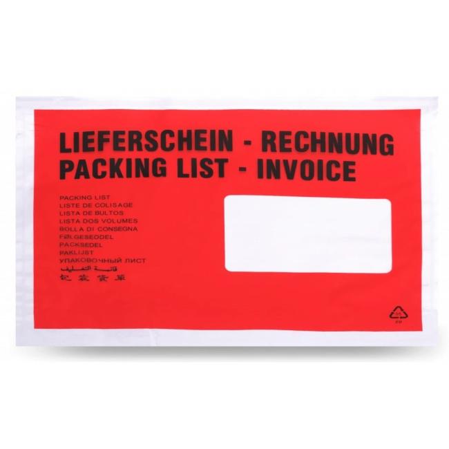 Envelope for guidebooks DL red, WINDOW RIGHT, self-adhesive