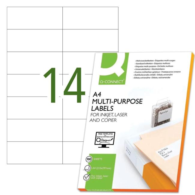 Universal labels 105x42.3mm Q-CONNECT A4 100 sheets (Contracted)