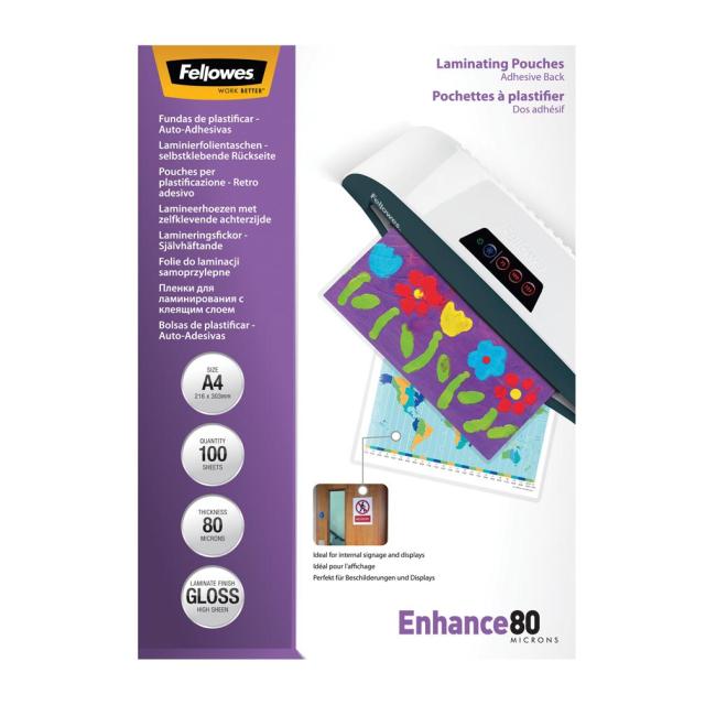Laminating films Fellowes A4 80 mic. Contracted