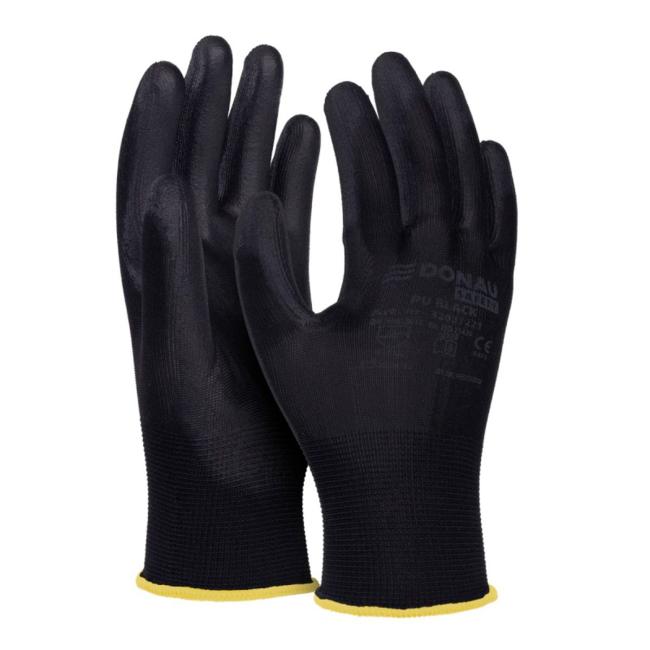 [DO122110] Gloves knitted, semi-soaked DONAU SAFETY PU cat. II black large. 10