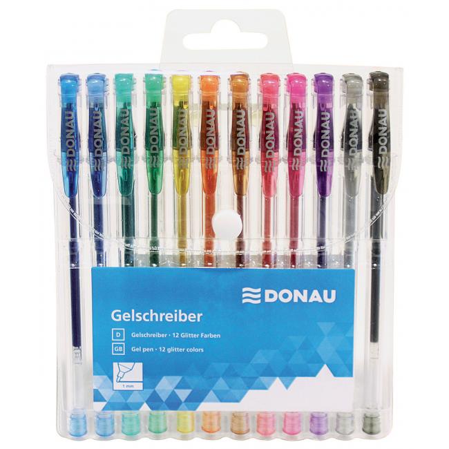 Gel pens with glitter DONAU, 12 colors