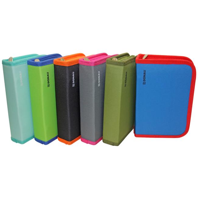 [DO322264] Pencil case DONAU 1-zip 2-flap solid, mix of colors, pack. 12 pcs