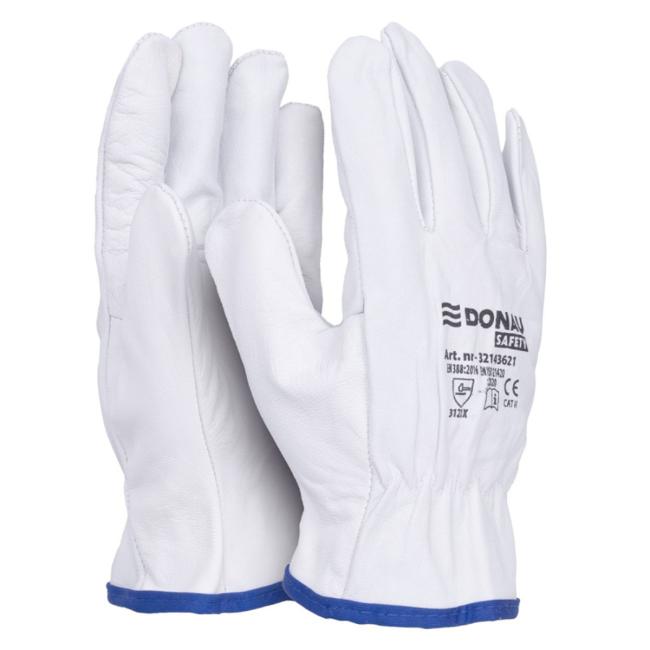 Full leather work gloves DONAU SAFETY white size. 10/XL