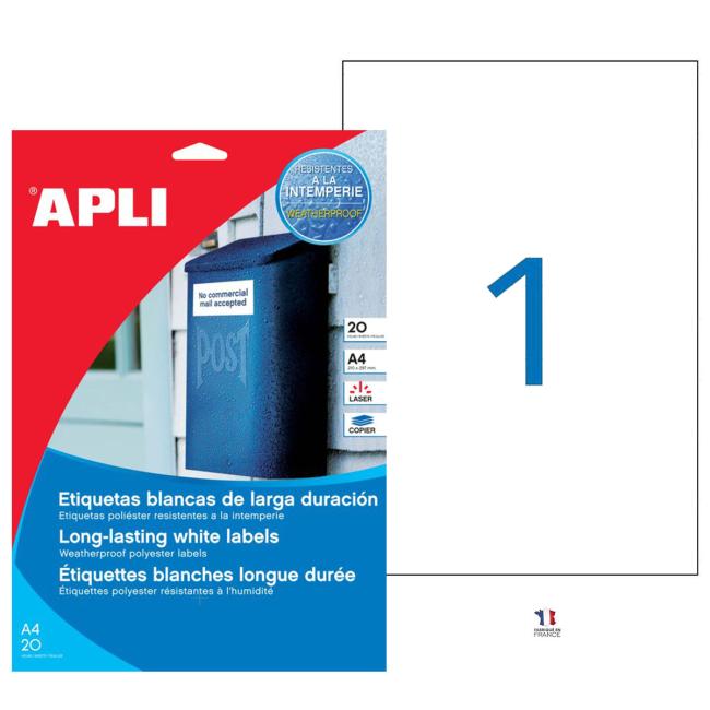 [AG001228] Polyester labels 210x297mm APLI 20 sheets