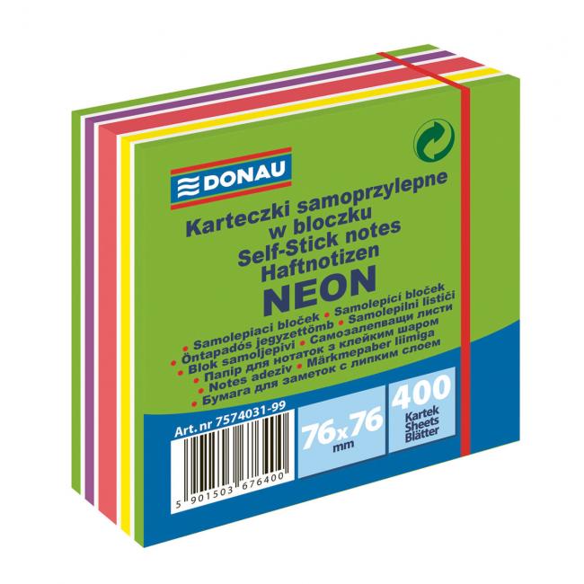 Self-adhesive notepad DONAU 76 x 76 mm, neon green, 400 sheets
