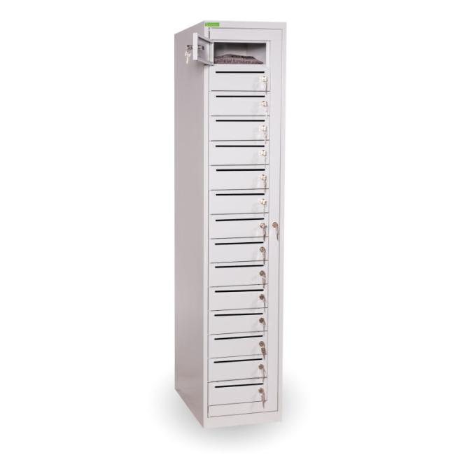 [AA000191] 15-compartment cabinet for mail delivery, lockable, h.182 x w.38 x d.45 cm, gray RAL 7035