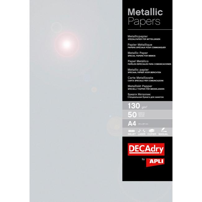 [AG004071] Metallic paper APLI A4 silver, 130g, 50 sheets