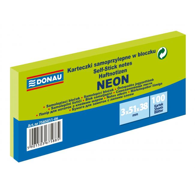 Samolepiaci bloček Donau neónový 38x51 zelený/3ks