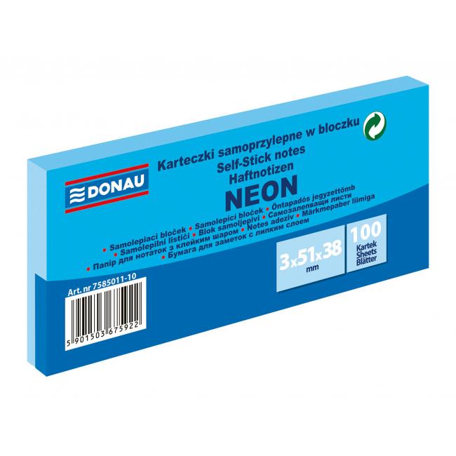 Notepad Donau neon self-adhesive 38x51 blue/3 pcs
