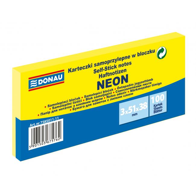 Donau neon self-adhesive notepad 38x51 yellow/3 pcs