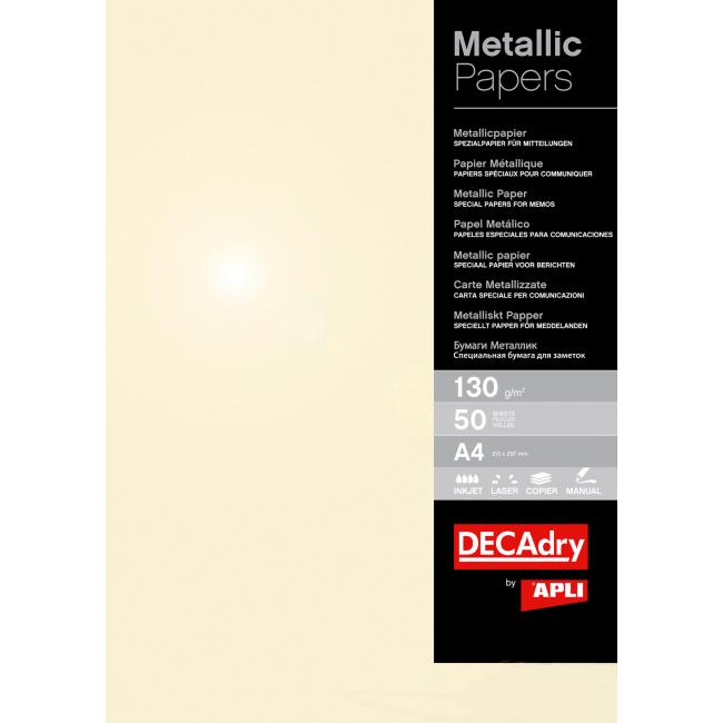 Metalický papier APLI A4 šampanské, 130g, 50 listov