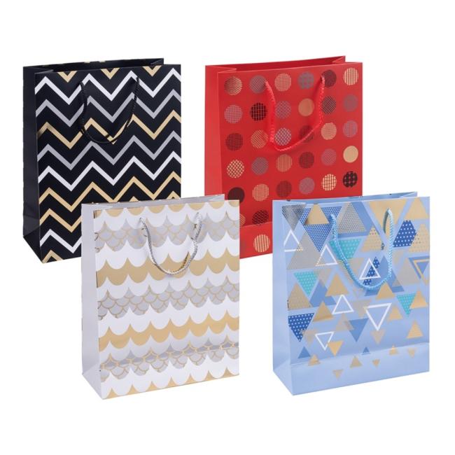 [DO528198] Gift bag DONAU HOME, laminated, 25x30x10cm, year-round, string, mix of motifs without the option of choosing