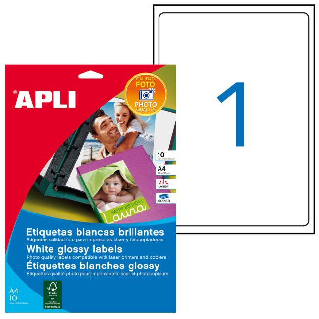 [AG010065] Photo labels 199.6x289.1mm APLI A4 laser 10 sheets