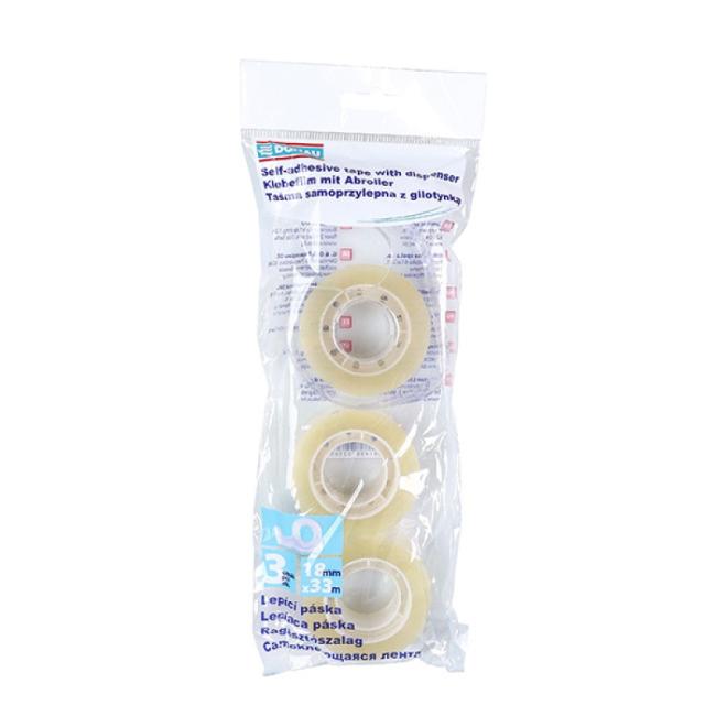 Adhesive tape DONAU, 18 mm x 33 m, with dispenser, 3 pcs