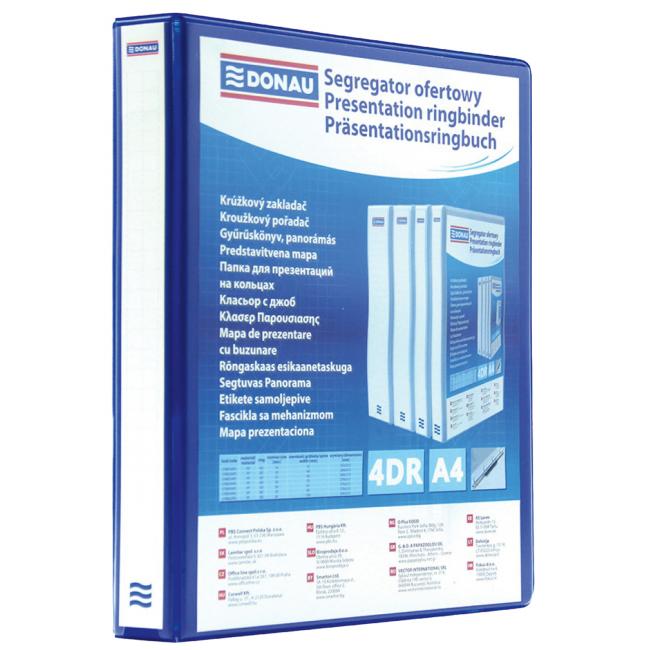 [DO816410] Presentation folder Donau 3.7cm 4D-ring blue