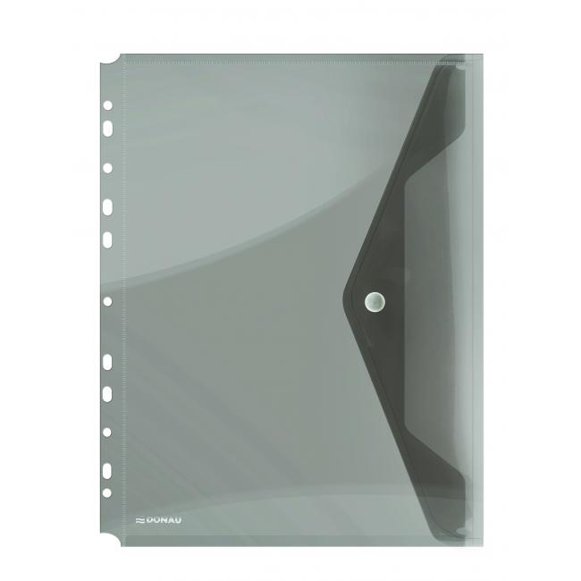 Plastic cover A4 with a stud and Europunching DANAU smoke