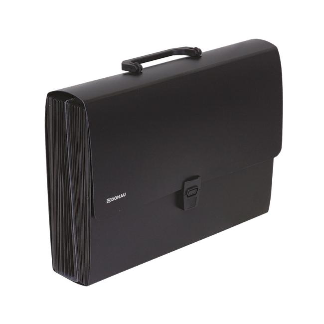 Document box PP accordion with A4 handle black