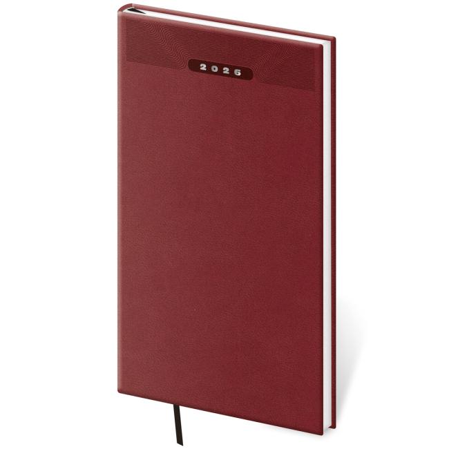 Diary Print klasické týždenné vreckové 8x15cm anglická červená 2026