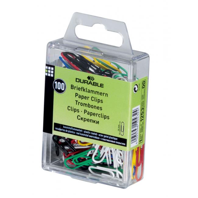 [DU125300] Spisové spony DURABLE 26mm potiahnuté plastom farebné 100ks