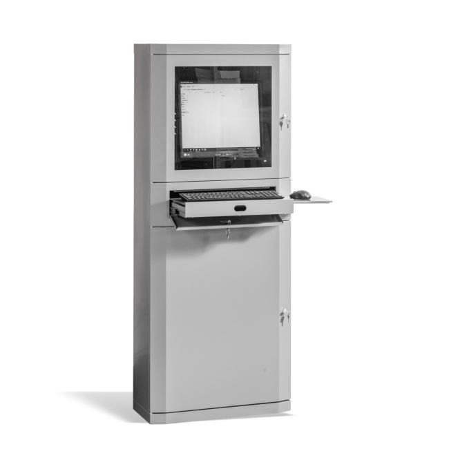 [AA000213] Computer cabinet, lockable, h.163 x w.65 x d.30 cm, gray RAL7035
