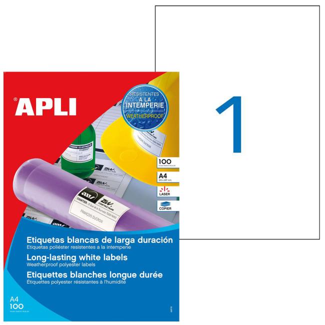Polyester labels 210x297mm Agipa 100 sheets