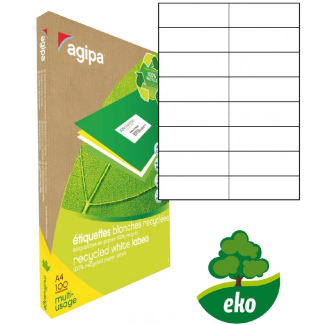 [AG101190] Universal recycled labels 105x37mm Agipa A4 100 sheets