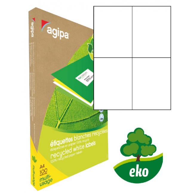 [AG101193] Universal recycled labels 105x148.5mm Agipa A4 100 sheets