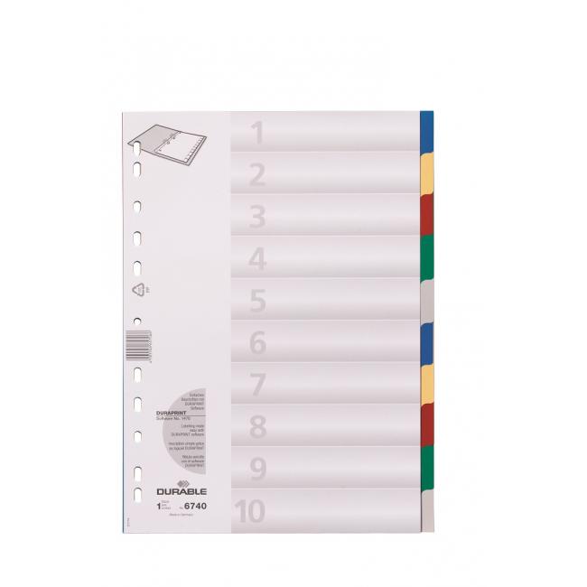 [DU674027] Plastic divider DURABLE 10-piece colored