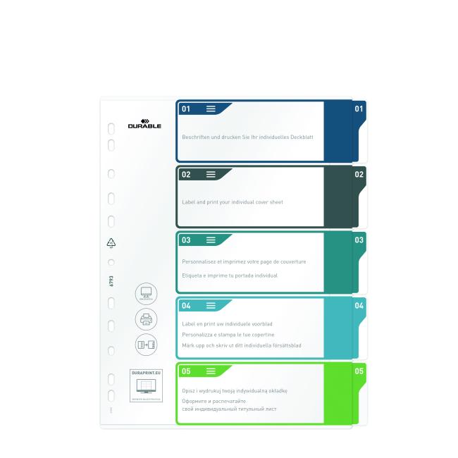 [DU679327] Plastic divider DURABLE 1-5 printable colored