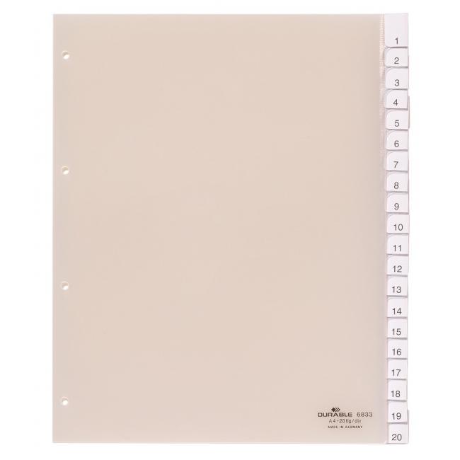 Plastic divider DURABLE with exchangeable indexes 20-piece maxi