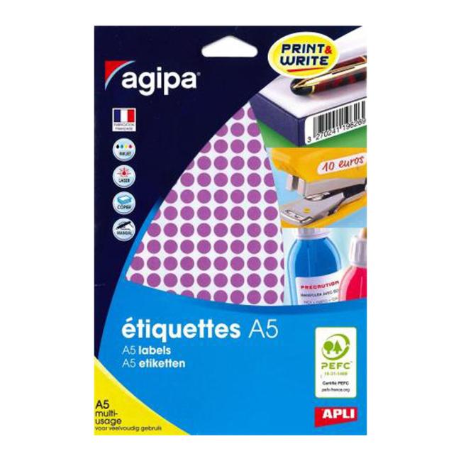 Round labels 8mm Agipa A5 purple