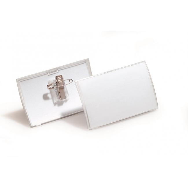 [DU821419] Okrúhla visačka PP klip+pin DURABLE CLICK FOLD 90x54mm 25ks