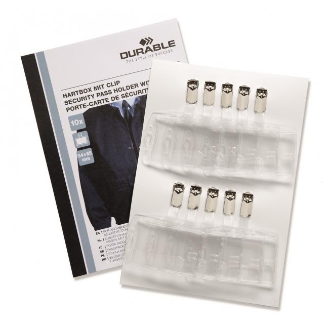 Plastic card tag with clip DURABLE 85x54mm 10 pcs