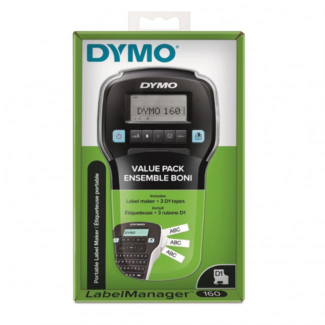 [DY214226] Dymo LM 160 label printer and 3x D1 tapes 12mm x 7m black on white