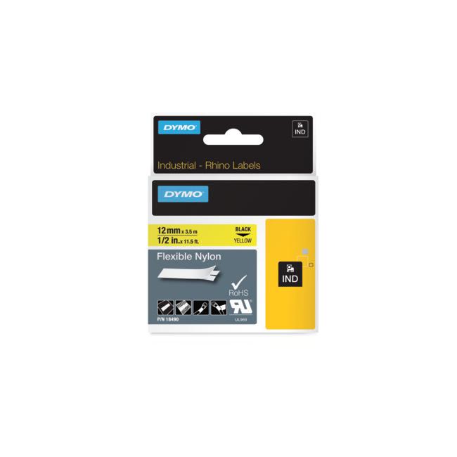 [DY718080] Dymo Rhino flexible nylon tape 12 mm yellow/black
