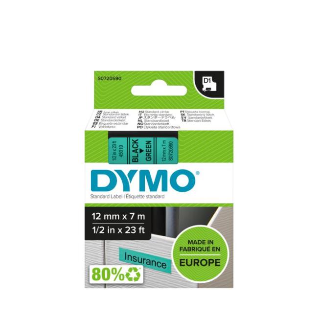 [DY720590] Self-adhesive tape Dymo D1 12 mm green/black