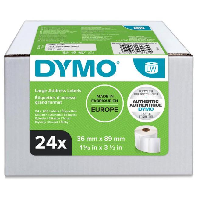 [DY722390] Samolepiace etikety Dymo LW 89x36mm adresované veľké biele 6240 ks