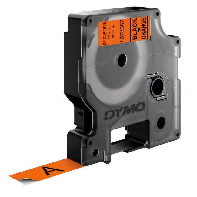 [DY978367] Permanent vinyl tape Dymo D1 12 mm orange/black