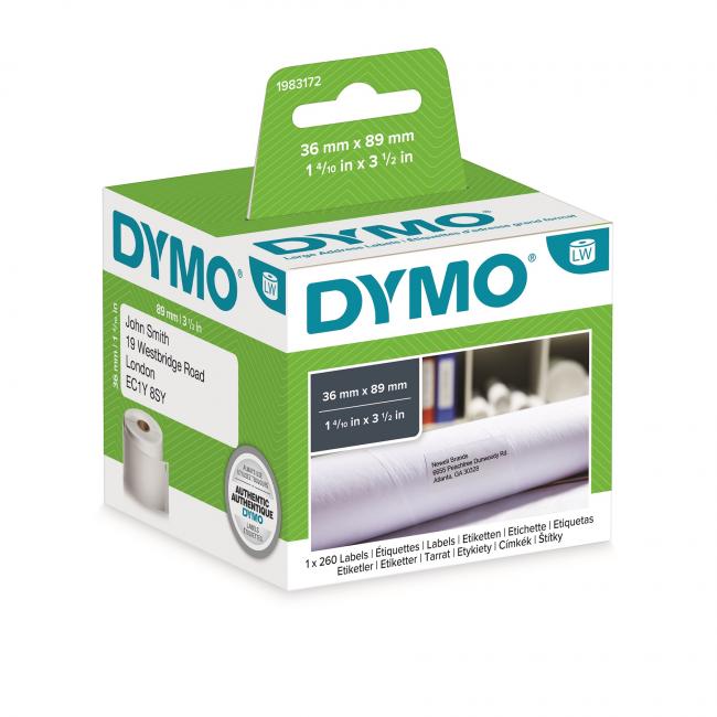 Self-adhesive labels Dymo LW 89x36mm addressed large white 260 pcs