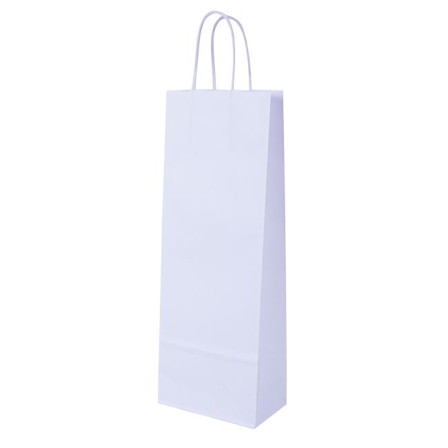 [EC000423] Paper wine bag, rolled handles, 140x80x390mm, white