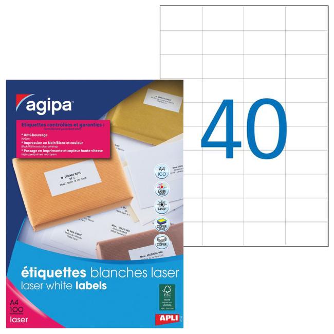 [AG119061] Etikety laserové 52,5x29,7mm Agipa A4 100 listov