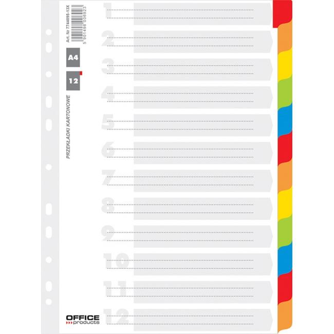 Kancelárske výrobky 12-dielny biely kartónový oddeľovač