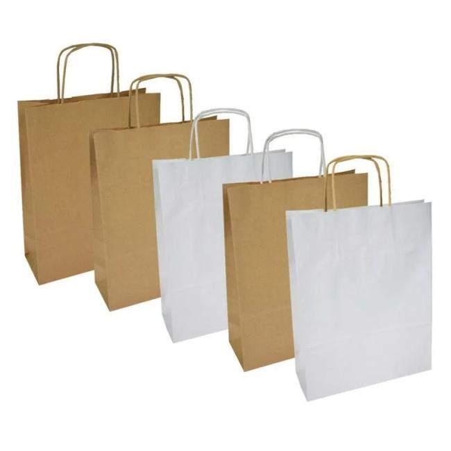 [EC180822] Paper bag, rolled tabs, 180x80x240mm, white