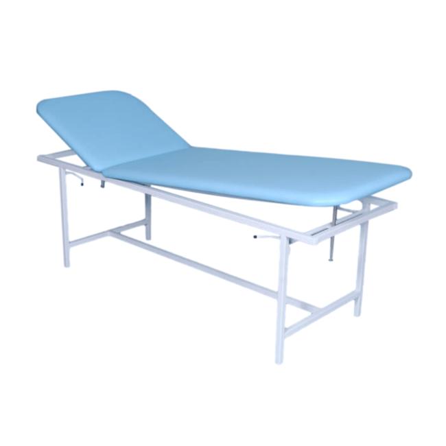 Adjustable examination bed, h.60 x w.192 x d.65cm, structure RAL9003 white, eco-leather light blue