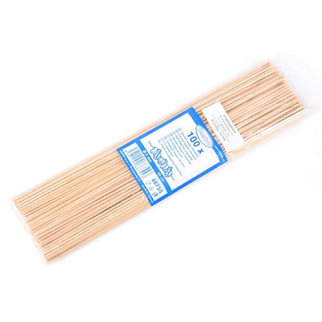 Wooden skewers, not pointed, 30 cm, Ø 2.5 mm (100 pcs.)