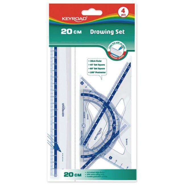 Drawing ruler set KEYROAD flexible, transparent, 20 cm